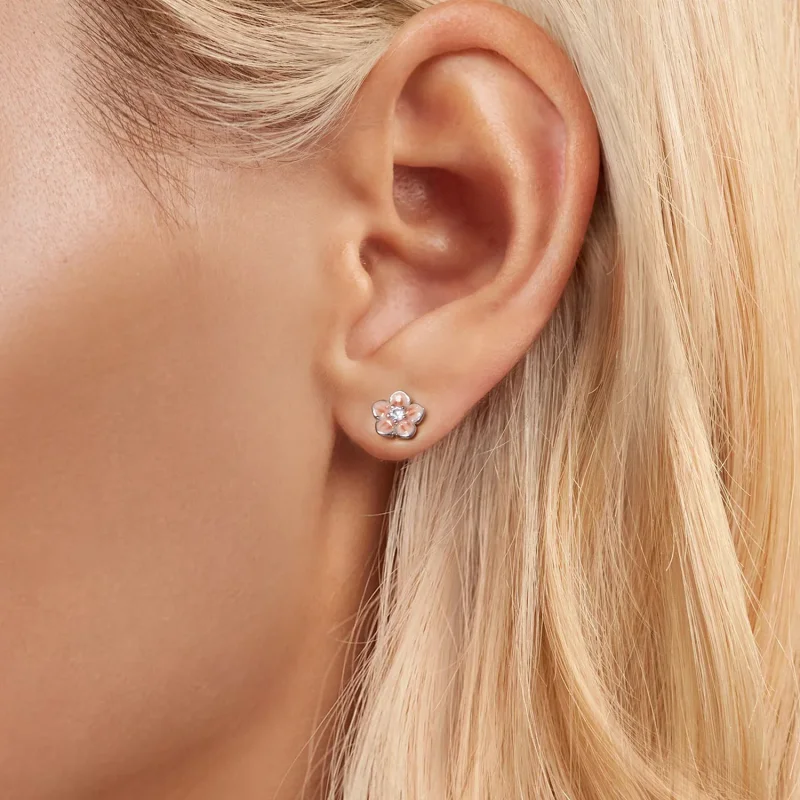 (immagine per) Orecchini romantici con fiori di ciliegio in stile PANDORA - BSE992 - Visualizza 5