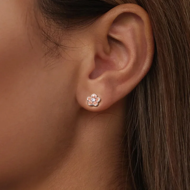 (immagine per) Orecchini romantici con fiori di ciliegio in stile PANDORA - BSE992 - Visualizza 6