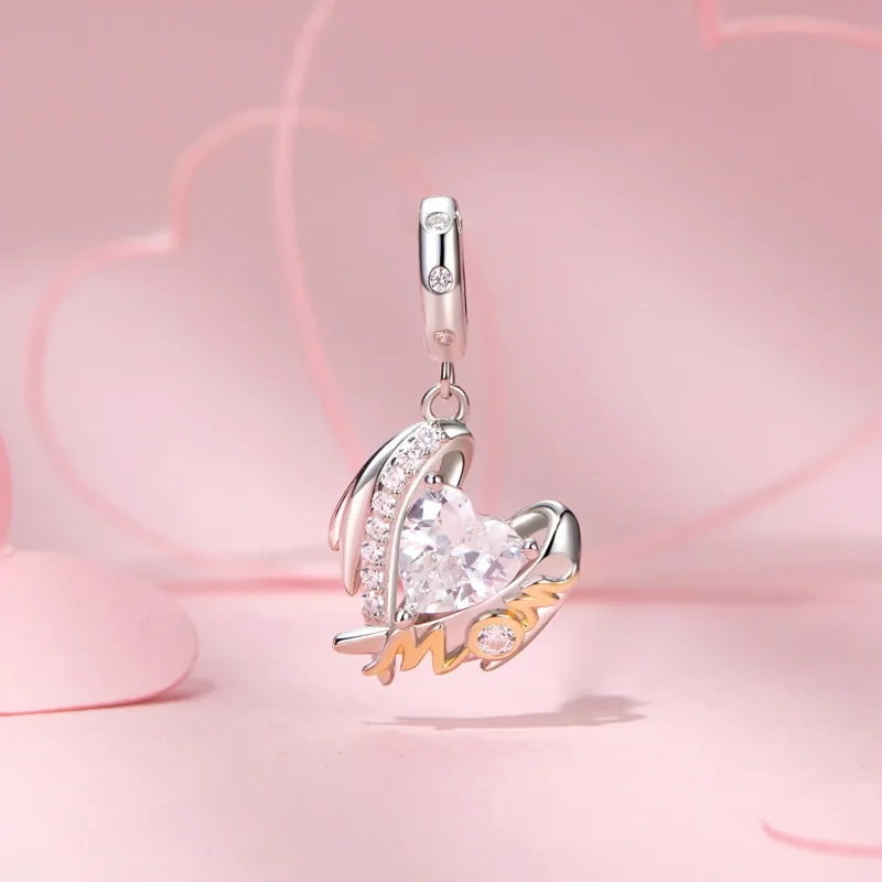 (immagine per) Pendente con ali d'amore per la festa della mamma in stile PANDORA - BSC1001 - Visualizza 2