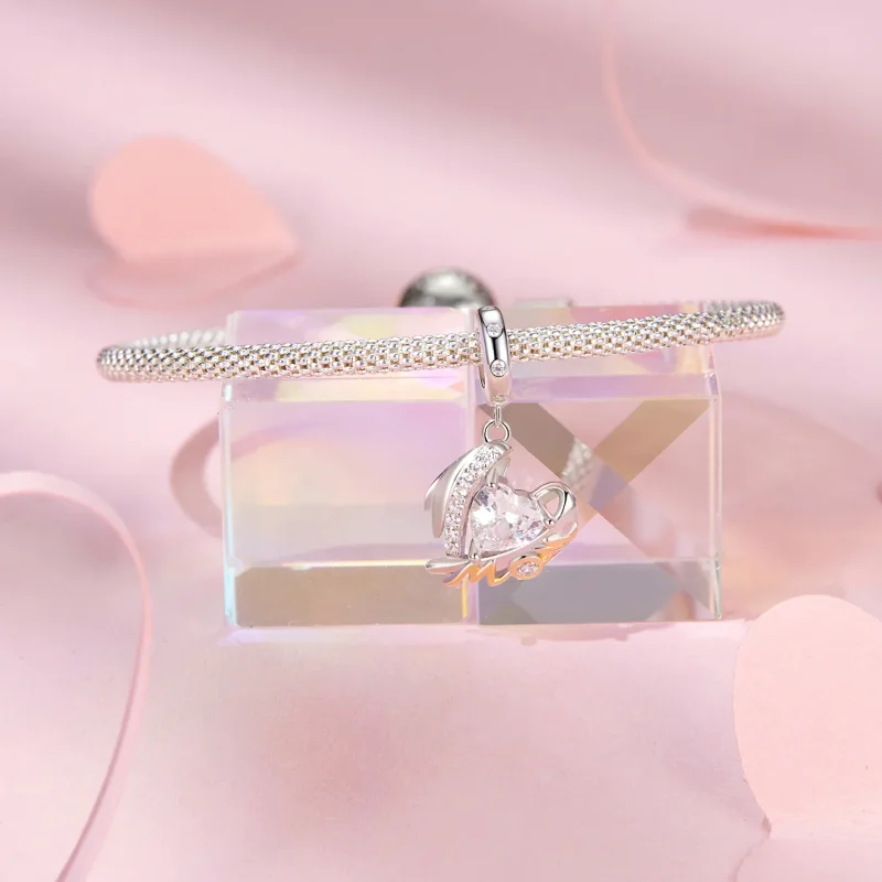 (immagine per) Pendente con ali d'amore per la festa della mamma in stile PANDORA - BSC1001 - Visualizza 3