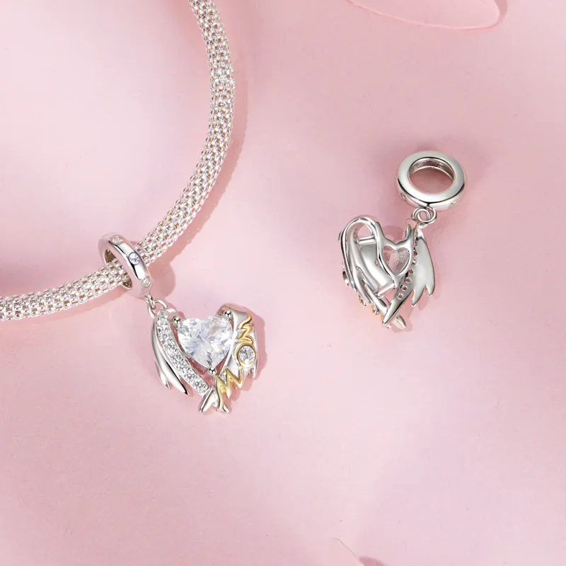 (immagine per) Pendente con ali d'amore per la festa della mamma in stile PANDORA - BSC1001 - Visualizza 4