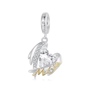 (immagine per) Pendente con ali d'amore per la festa della mamma in stile PANDORA - BSC1001