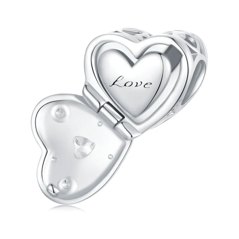 (immagine per) Perline a cuore aperto e chiuso di San Valentino in stile PANDORA - BSC973 - Visualizza 2