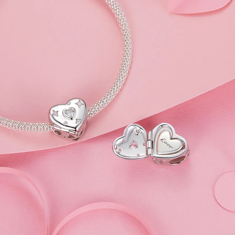 (immagine per) Perline a cuore aperto e chiuso di San Valentino in stile PANDORA - BSC973 - Visualizza 5