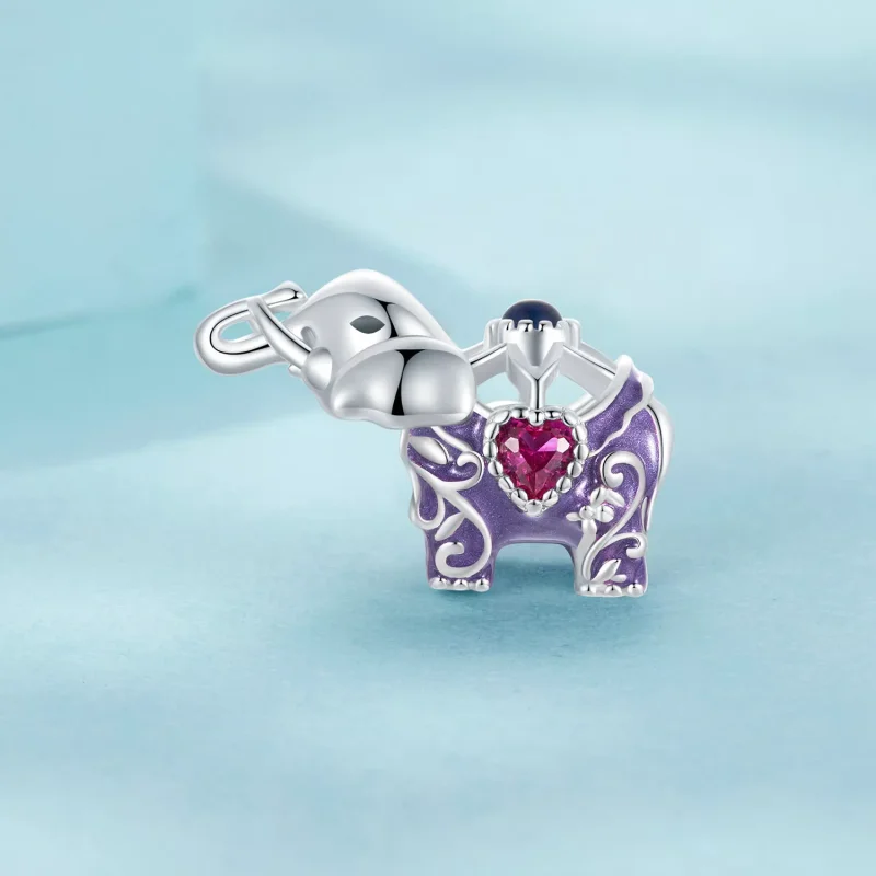 (immagine per) Perline in argento sterling inciso con motivo a cavità di elefante stile PANDORA - Visualizza 2