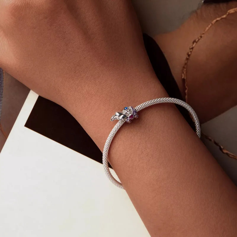 (immagine per) Perline in argento sterling inciso con motivo a cavità di elefante stile PANDORA - Visualizza 6