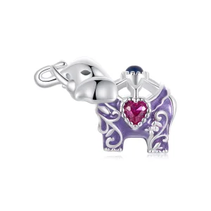 (immagine per) Perline in argento sterling inciso con motivo a cavità di elefante stile PANDORA - SCC2758