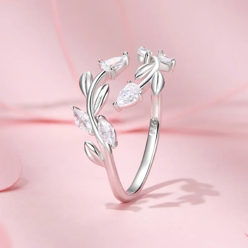 (immagine per) Anello aperto con involucro a foglia stile PANDORA - BSR552-E - Visualizza 2