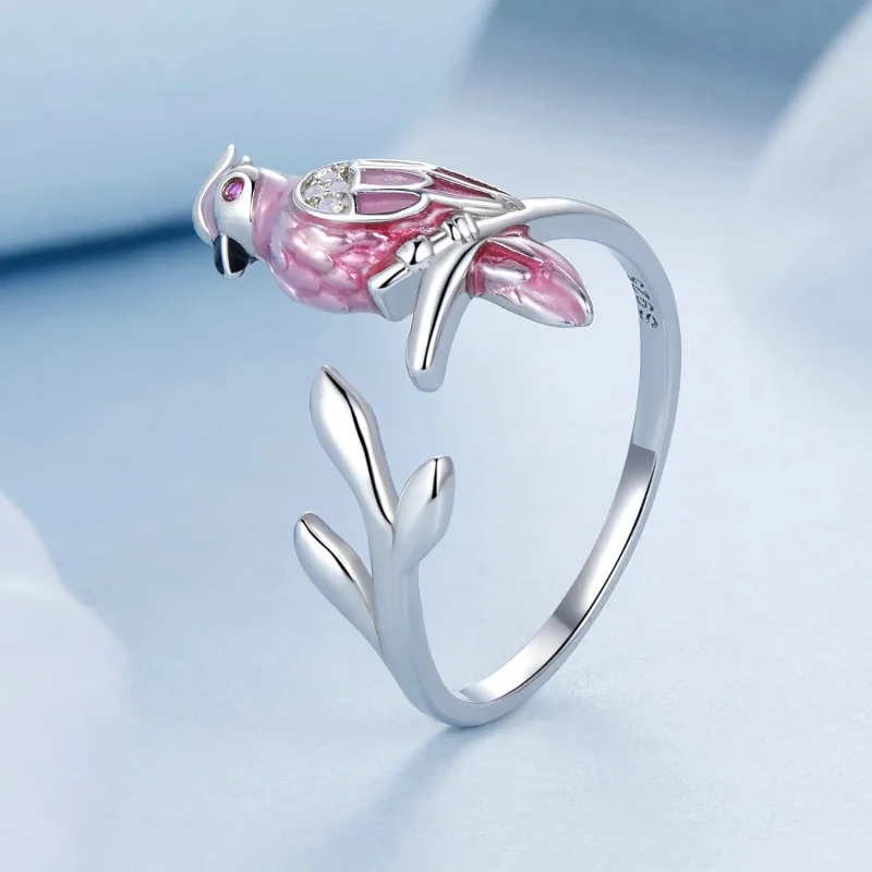 (immagine per) Anello aperto pappagallo rosa stile PANDORA - BSR551-E - Visualizza 2