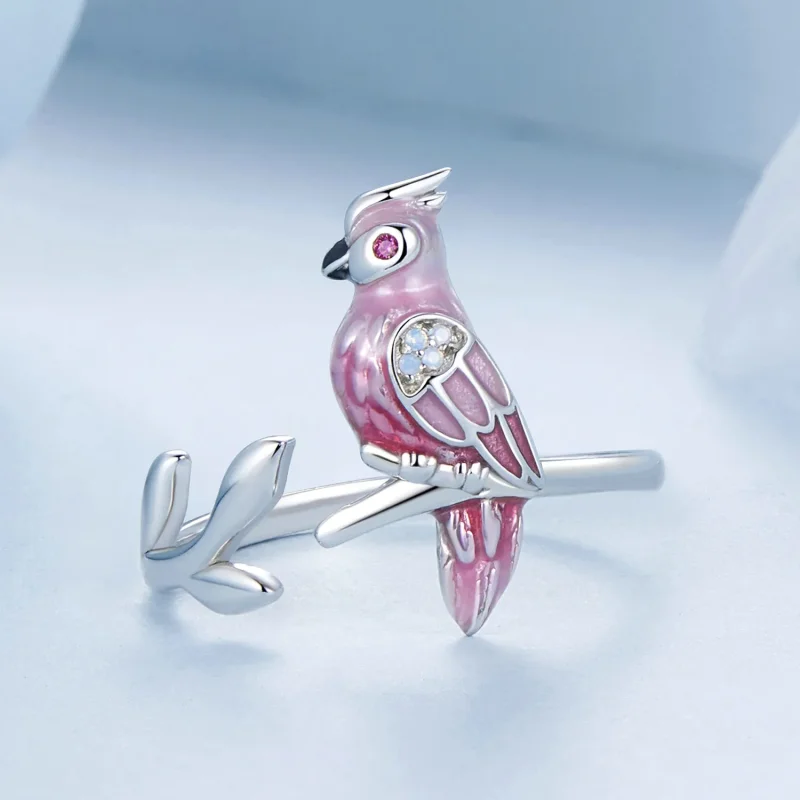 (immagine per) Anello aperto pappagallo rosa stile PANDORA - BSR551-E - Visualizza 3