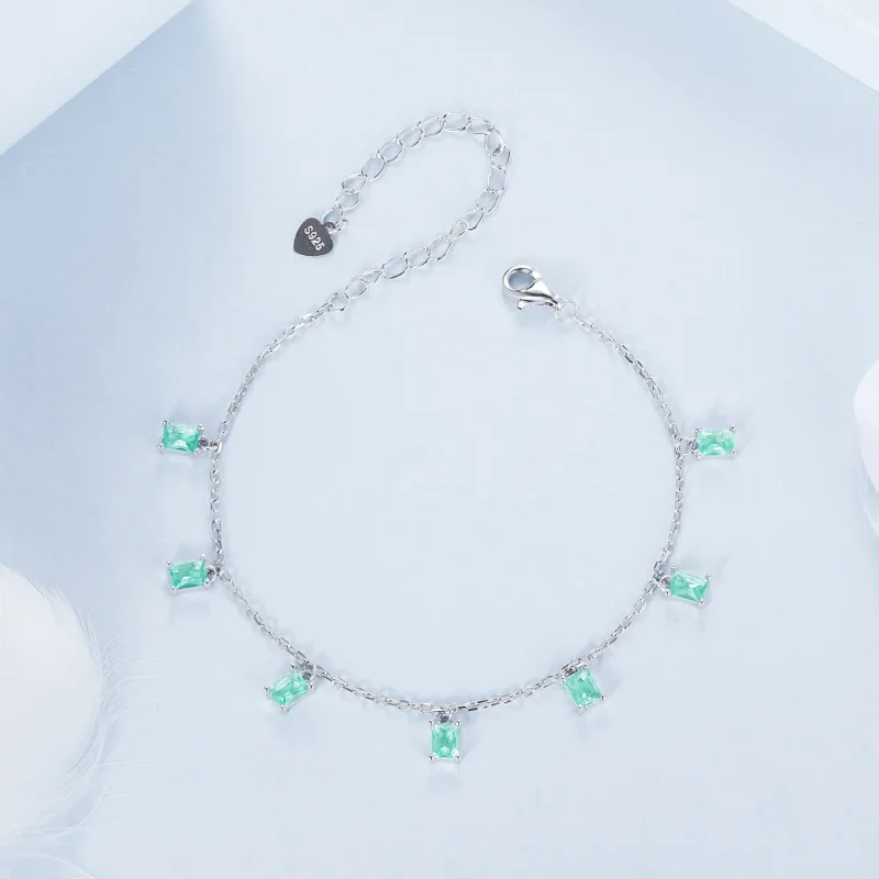 (immagine per) Bracciale con nappe piccole verdi stile PANDORA - BSB168 - Visualizza 3