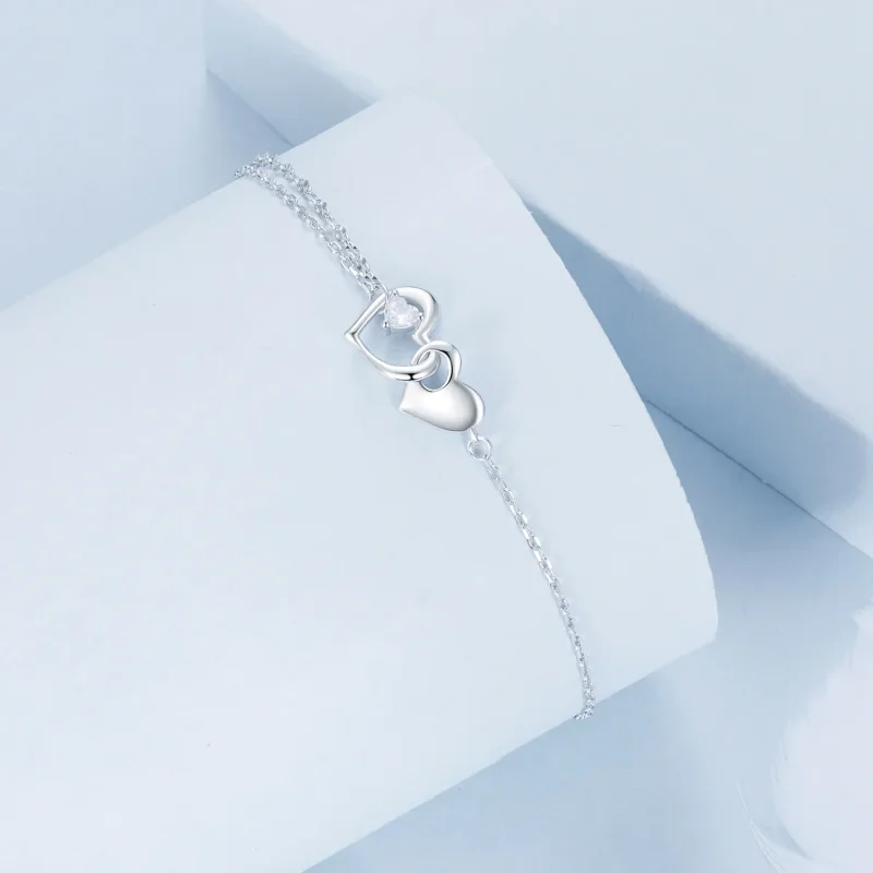 (immagine per) Bracciale doppio cuore stile PANDORA - BSB178 - Visualizza 2