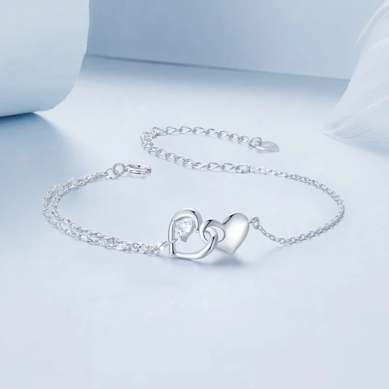 (immagine per) Bracciale doppio cuore stile PANDORA - BSB178 - Visualizza 3