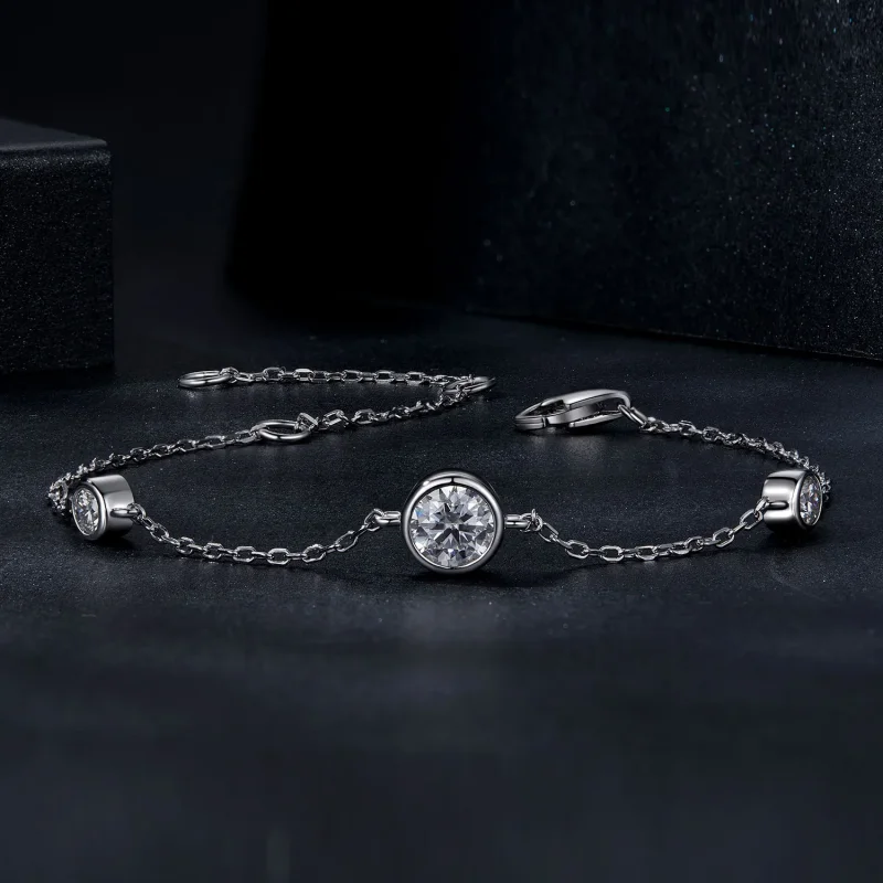 (immagine per) Bracciale in moissanite stellata stile PANDORA (con un certificato) - MSB018 - Visualizza 3