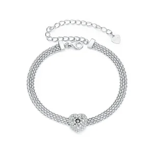 (immagine per) Bracciale intrecciato in moissanite a cuore stile PANDORA (con un certificato) - MSB019