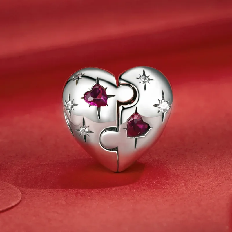 (immagine per) Ciondolo a forma di cuore puzzle in stile PANDORA - SCC2775 - Visualizza 2