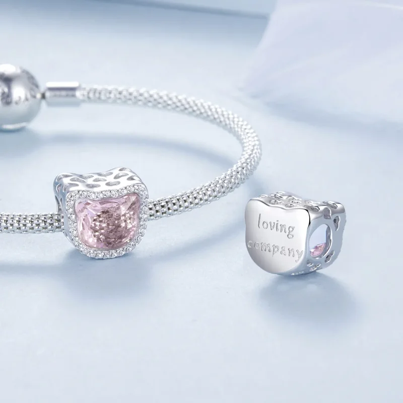 (immagine per) Ciondolo gatto rosa stile PANDORA - BSC1020 - Visualizza 4