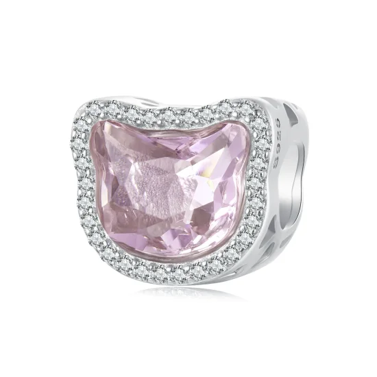 (immagine per) Ciondolo gatto rosa stile PANDORA - BSC1020