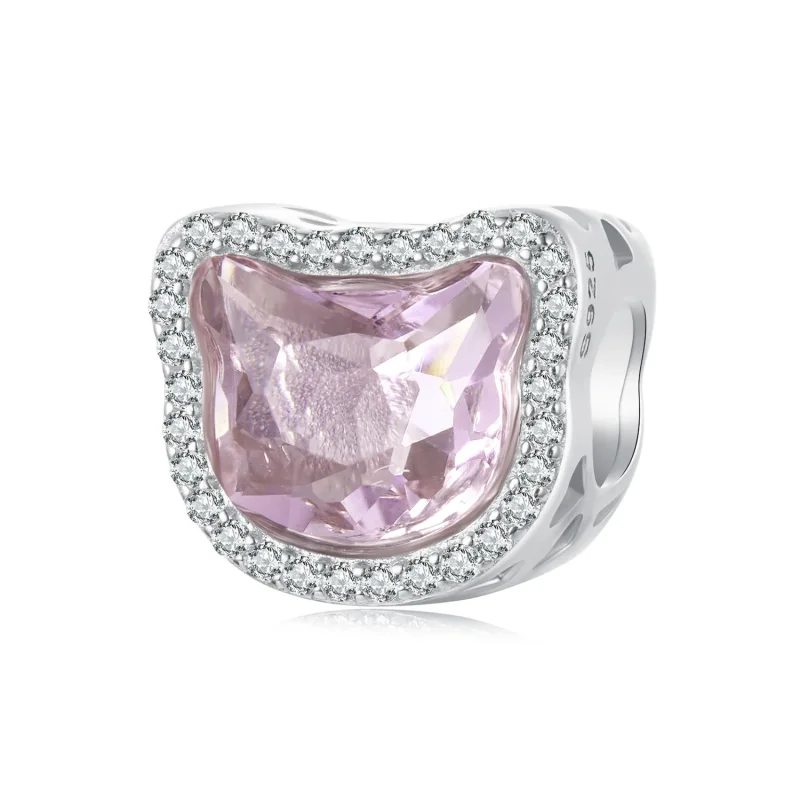 (immagine per) Ciondolo gatto rosa stile PANDORA - BSC1020