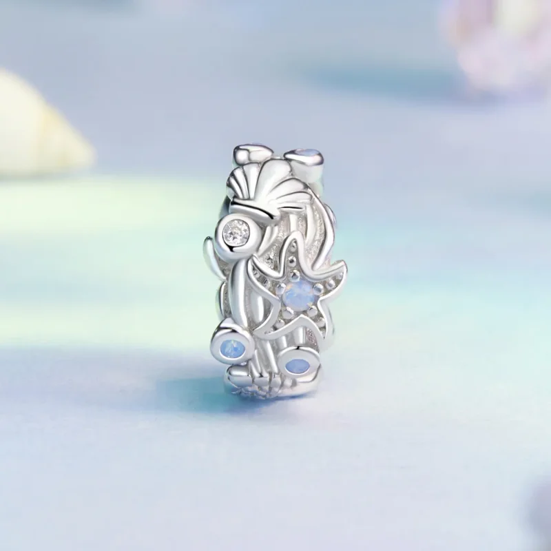 (immagine per) Ciondolo spaziatore in silicone blu oceano stile PANDORA - BSC1019 - Visualizza 2