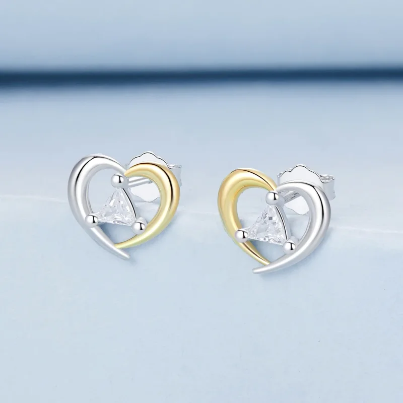 (immagine per) Orecchini a cuore bicolore stile PANDORA - BSE1027 - Visualizza 2