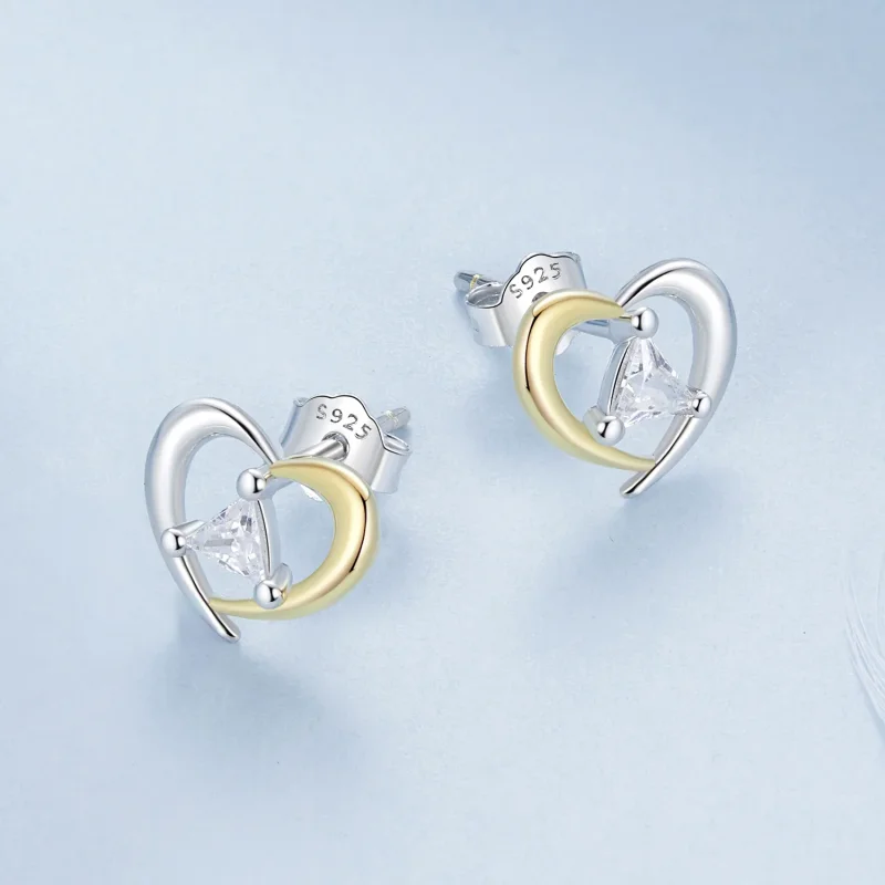 (immagine per) Orecchini a cuore bicolore stile PANDORA - BSE1027 - Visualizza 3