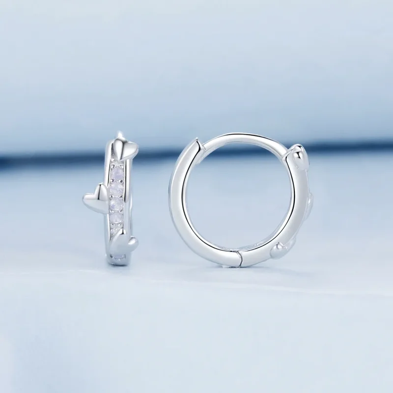 (immagine per) Orecchini a cuore rosa stile PANDORA - BSE1018 - Visualizza 2