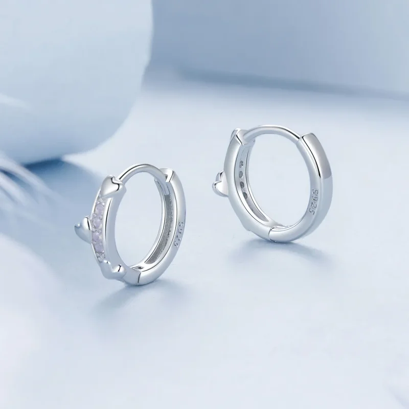 (immagine per) Orecchini a cuore rosa stile PANDORA - BSE1018 - Visualizza 3