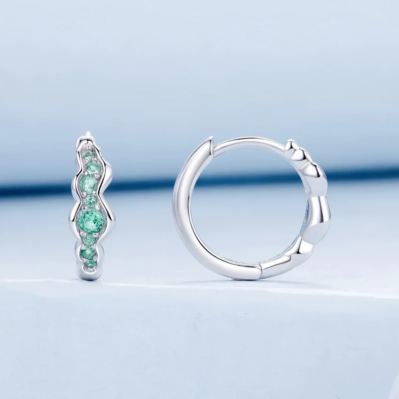 (immagine per) Orecchini a onda verde stile PANDORA - BSE1034 - Visualizza 2