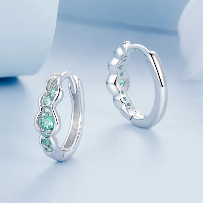 (immagine per) Orecchini a onda verde stile PANDORA - BSE1034 - Visualizza 3