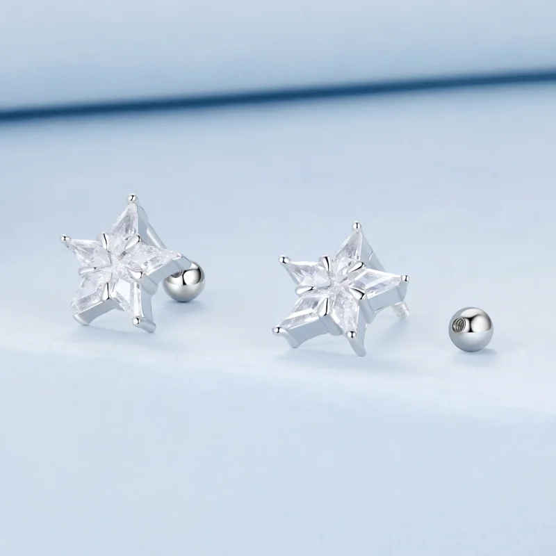 (immagine per) Orecchini con stella scintillante stile PANDORA - BSE1009 - Visualizza 2