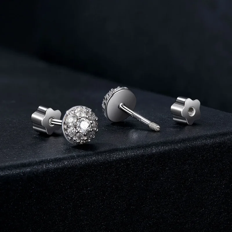 (immagine per) Orecchini in moissanite emisfero stile PANDORA (con un certificato) - MSE057 - Visualizza 2