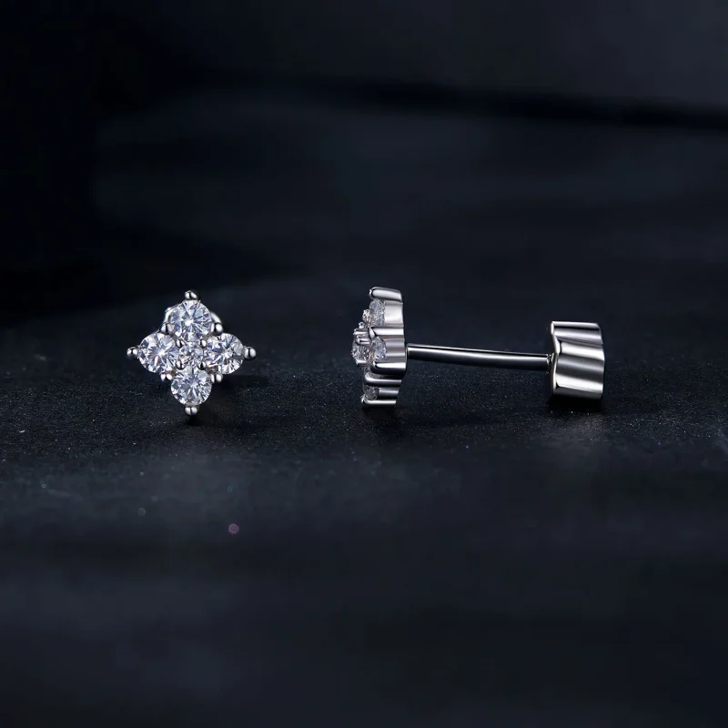(immagine per) Orecchini in moissanite quadrifoglio stile PANDORA (con un certificato) - MSE056 - Visualizza 4