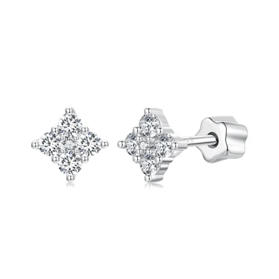 (immagine per) Orecchini in moissanite quadrifoglio stile PANDORA (con un certificato) - MSE056