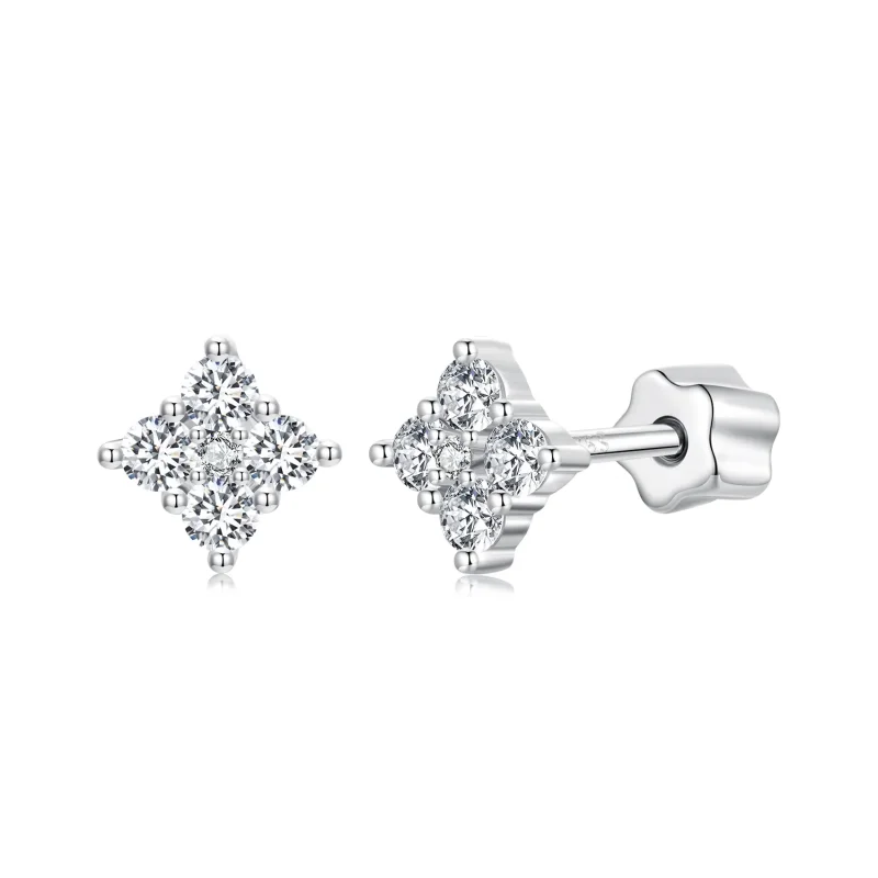 (immagine per) Orecchini in moissanite quadrifoglio stile PANDORA (con un certificato) - MSE056