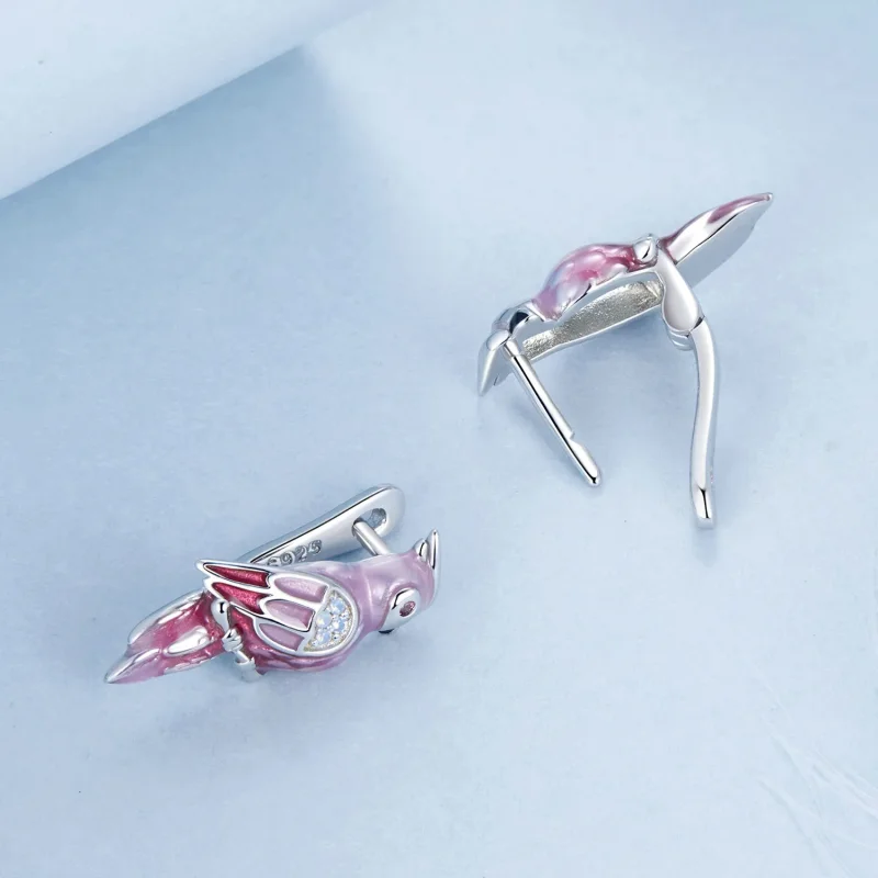 (immagine per) Orecchini pappagallo rosa stile PANDORA - BSE1005 - Visualizza 4