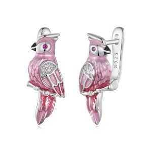 (immagine per) Orecchini pappagallo rosa stile PANDORA - BSE1005