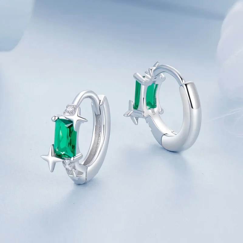 (immagine per) Orecchini stella smeraldo stile PANDORA - BSE1036 - Visualizza 3