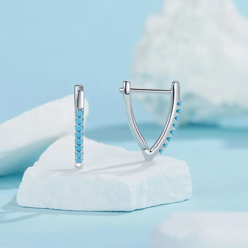 (immagine per) Orecchini turchesi a forma di V stile PANDORA - BSE1020 - Visualizza 2
