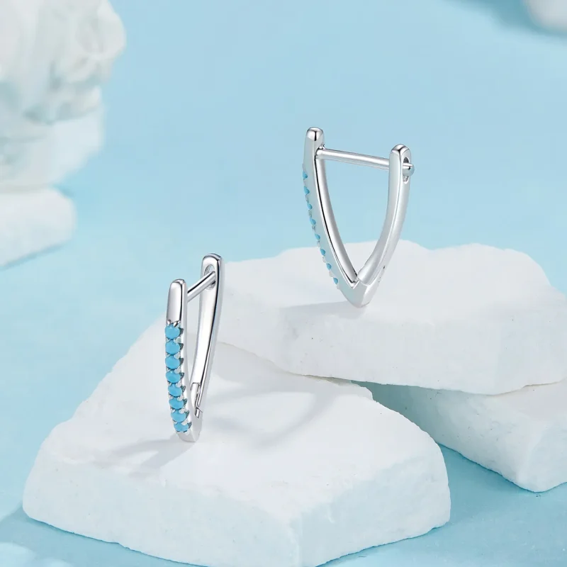(immagine per) Orecchini turchesi a forma di V stile PANDORA - BSE1020 - Visualizza 3