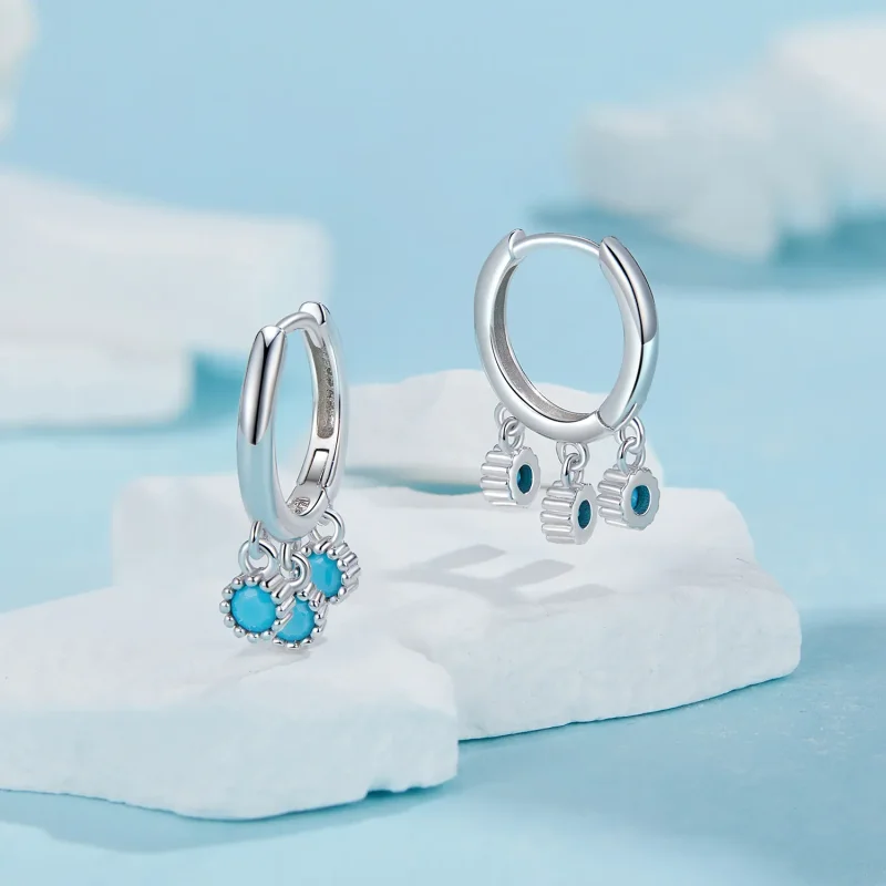 (immagine per) Orecchini turchesi stile PANDORA - BSE1019 - Visualizza 3