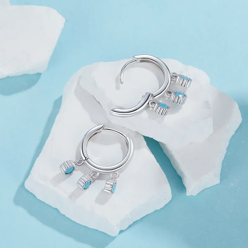 (immagine per) Orecchini turchesi stile PANDORA - BSE1019 - Visualizza 4