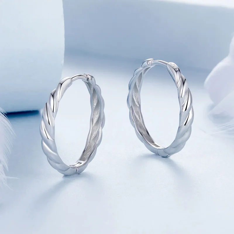 (immagine per) Orecchini twist metallici stile PANDORA - BSE1024-L - Visualizza 3