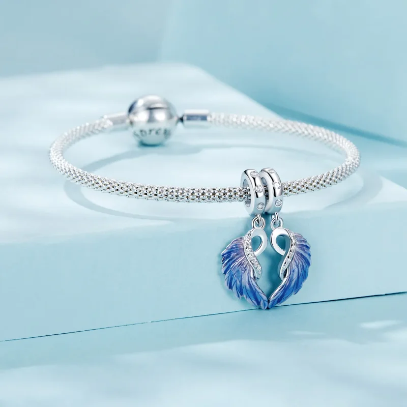 (immagine per) Pendente doppio ali blu stile PANDORA - SCC2781 - Visualizza 3