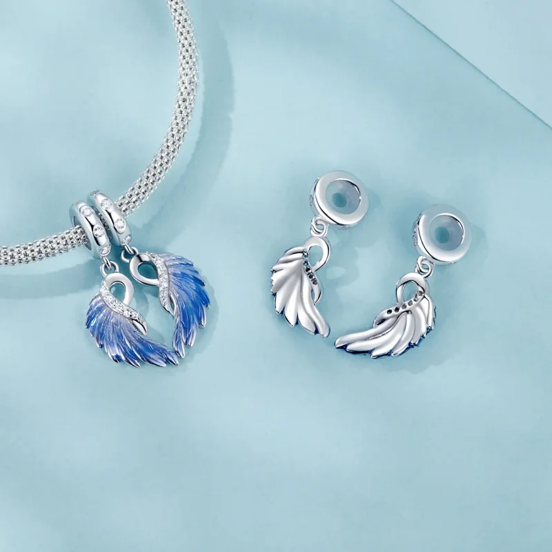(immagine per) Pendente doppio ali blu stile PANDORA - SCC2781 - Visualizza 4