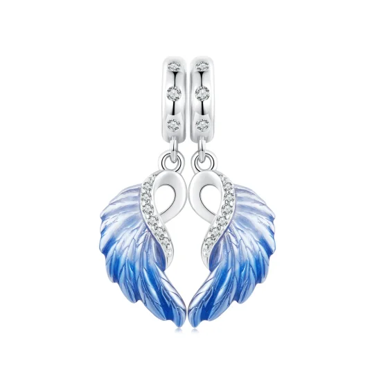 (immagine per) Pendente doppio ali blu stile PANDORA - SCC2781