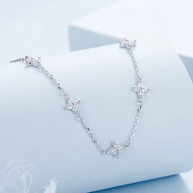 (immagine per) Stile PANDORA Collana quadrifoglio e stella - BSN394 - Visualizza 2