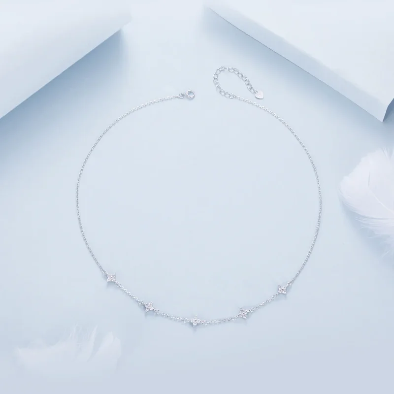 (immagine per) Stile PANDORA Collana quadrifoglio e stella - BSN394 - Visualizza 3