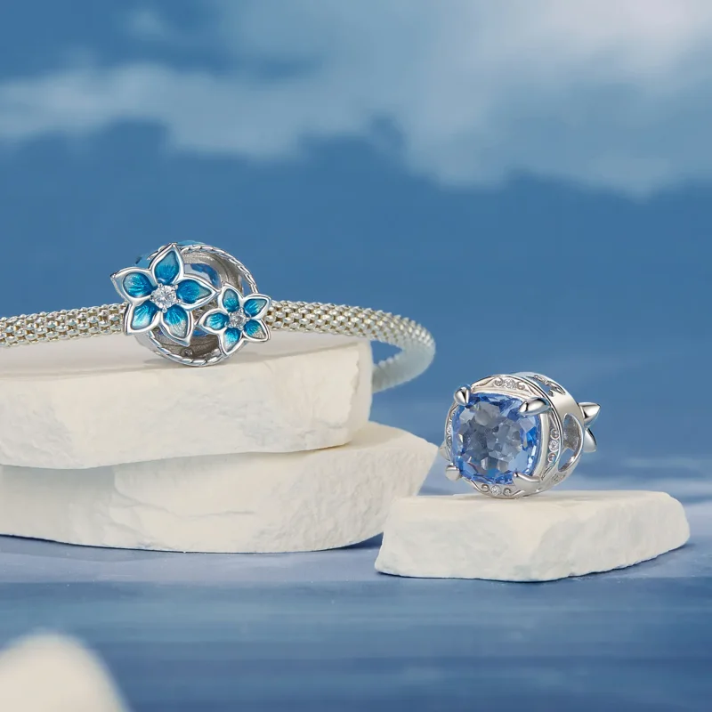 (immagine per) Stile PANDORA Piccolo ciondolo a forma di fiore delphinium - BSC1029 - Visualizza 4