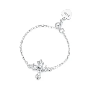Anello a catena con croce stile PANDORA - SCR1053-E (immagine per) Anello a catena con croce stile PANDORA - SCR1053-E